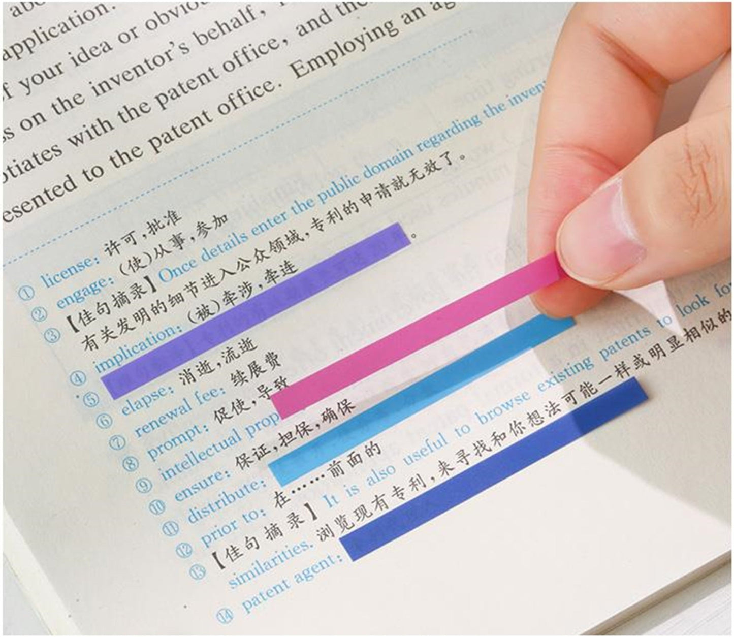 People Stick the Gradient Color Thin Book Annotation Tab on the Notebook