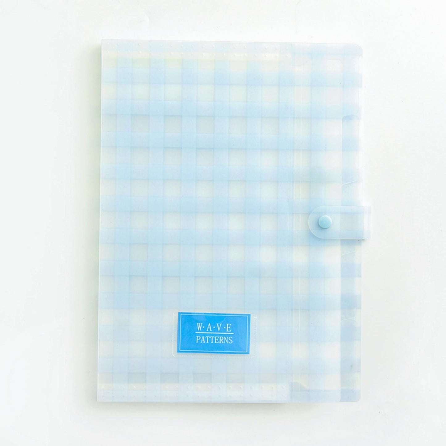 Blue Checkered Expanding File Folder A4 Letter Size Snap Closure 5 Pockets