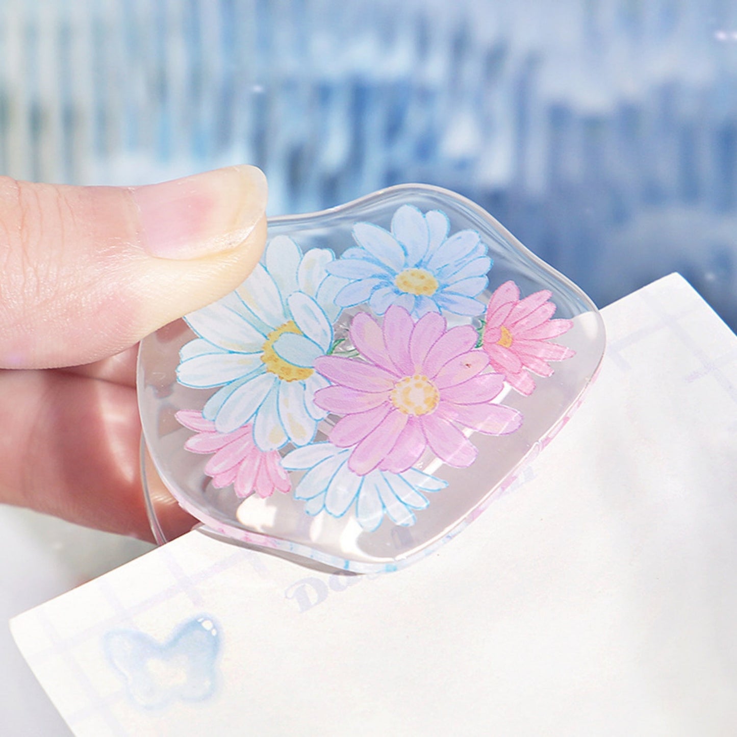 Flower Journal Clip with double-sided acrylic resin build Clip Paper