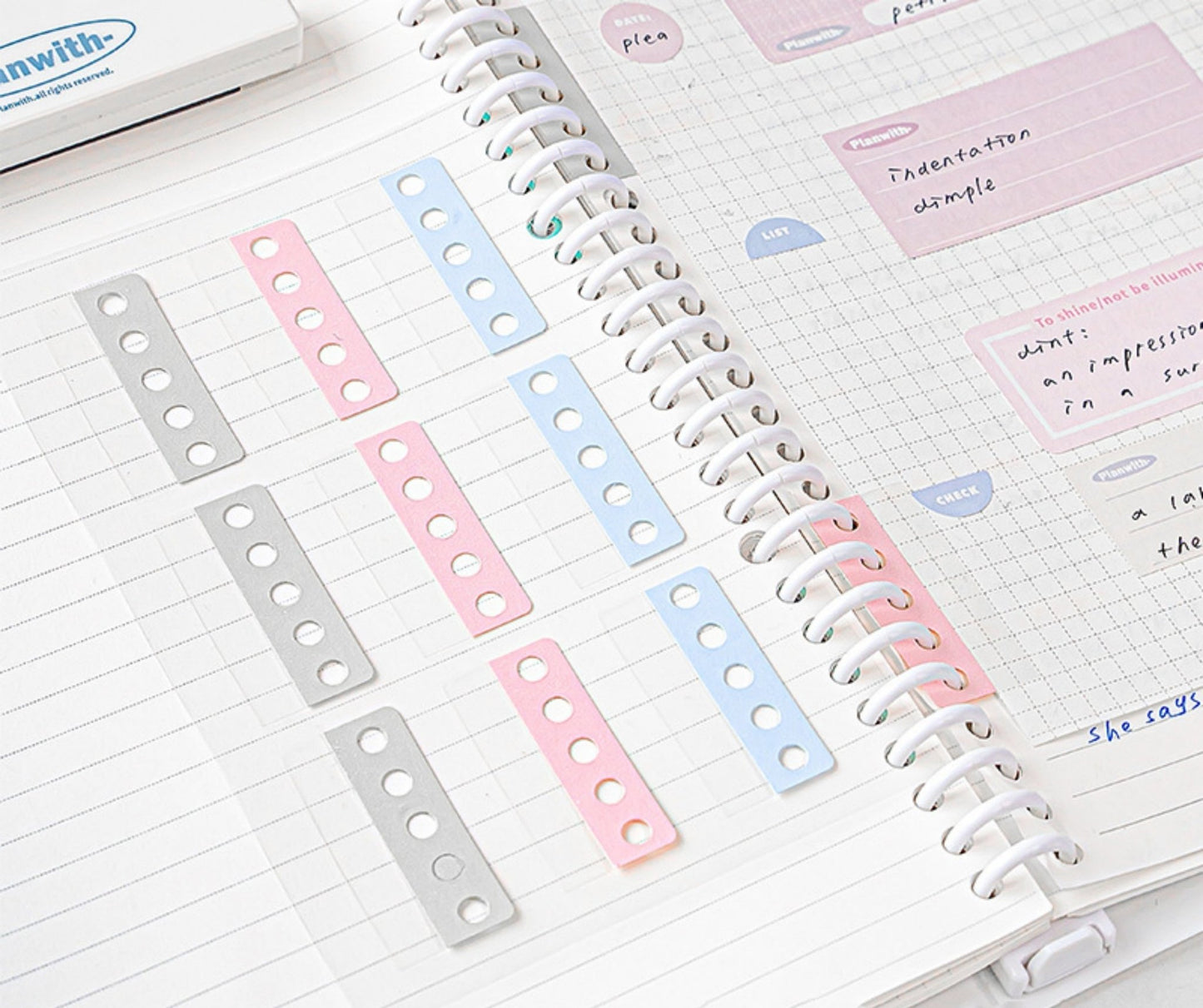 Hole Reinforcement Tab for Binders on the line Paper