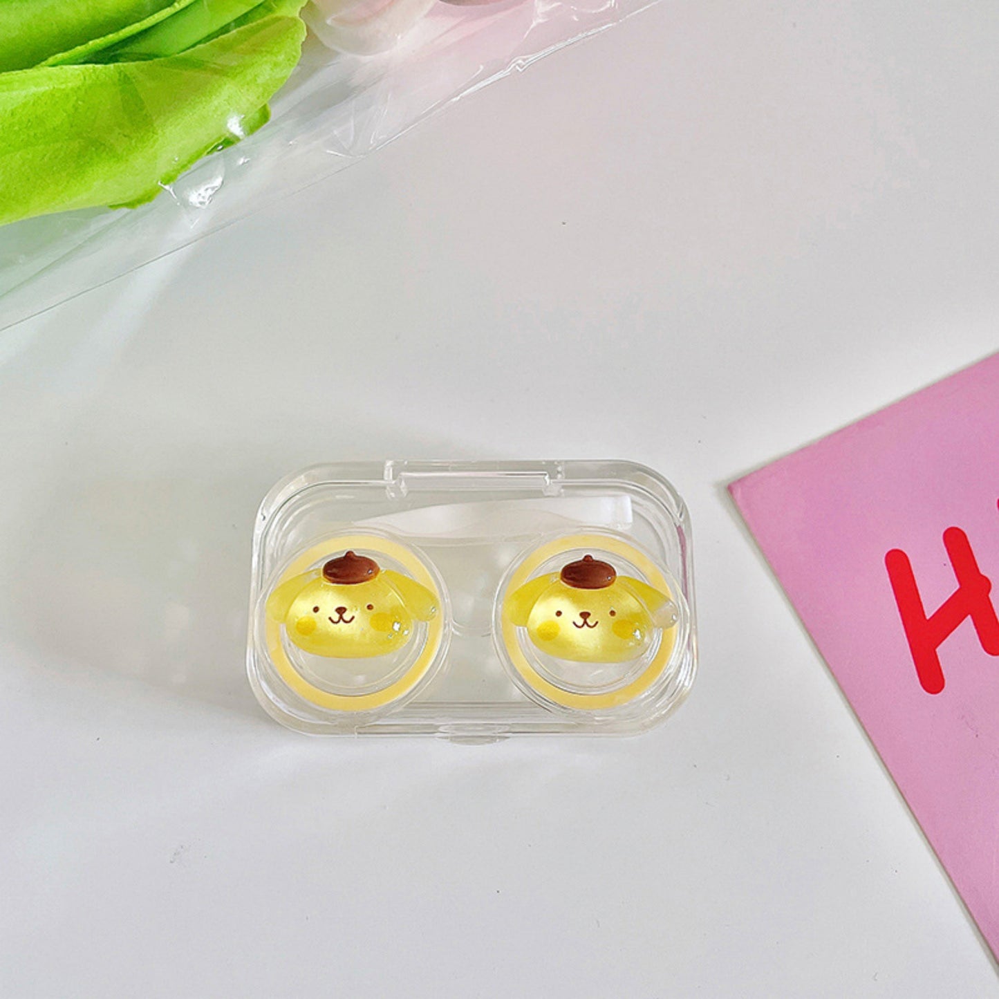 Pompompurin Travel Contact Lens Case with Yellow lids