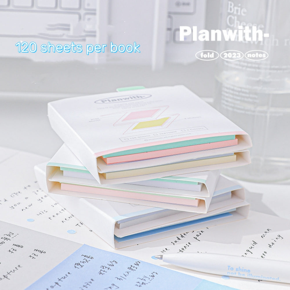 Three Rosy Posy Colored Foldable Post it Sticky Notes Stack on the table 120 Sheets 