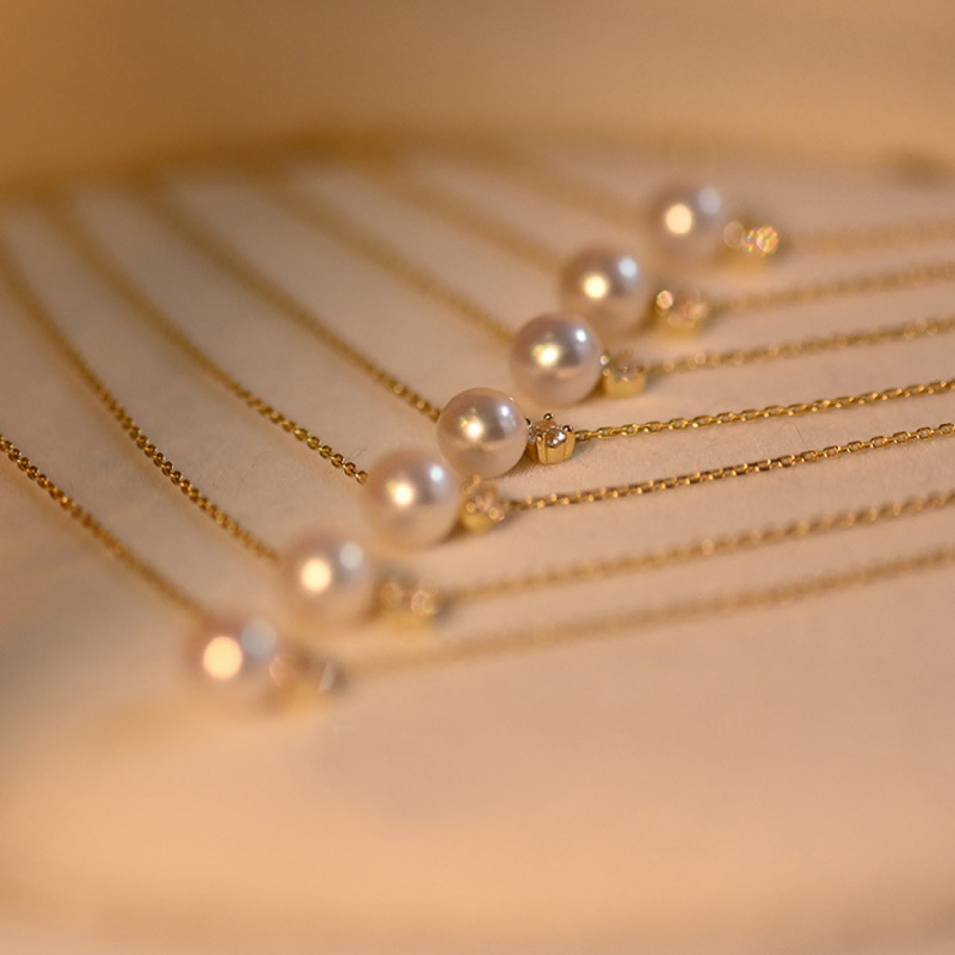 Seven Pieces of Mother of Pearl  Cubic Zirconia Necklace displayed in a Jewelry Box