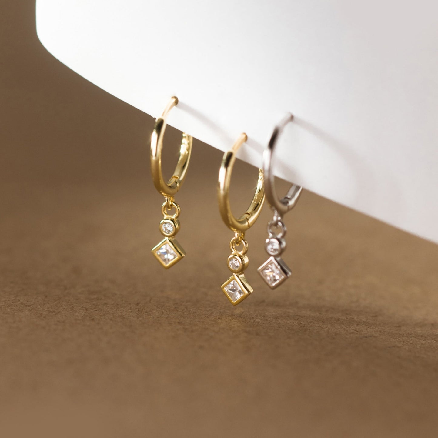 Diamond Drop Hoop Earrings - Twinkle Star Gifts