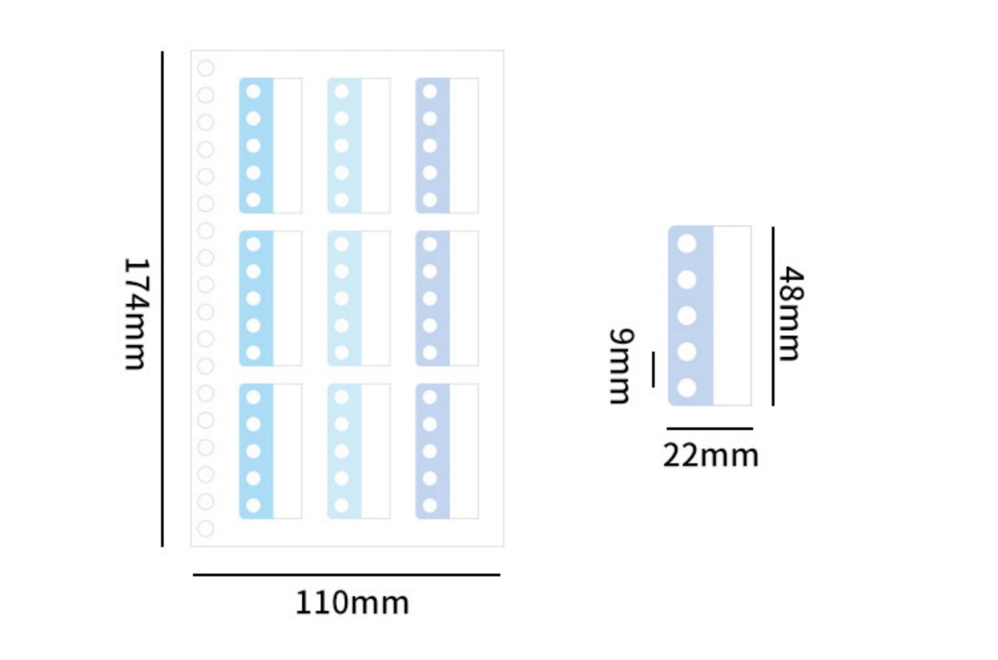 The Size of Loose Leaf Binder Extension Sticker 174mmx110mm