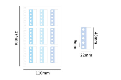 The Size of Loose Leaf Binder Extension Sticker 174mmx110mm