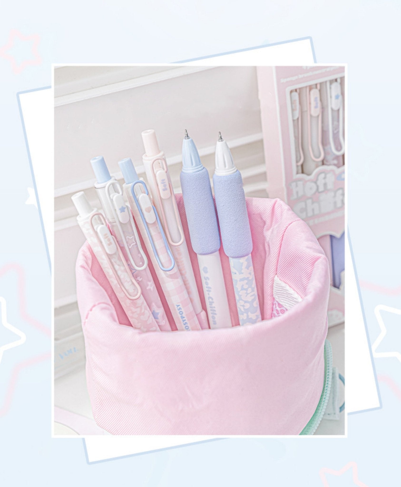 Rosy Posy 4Pcs Soft Chiffon Gel Pen Set - 0.5mm - Pink Series - Twinkle Star Gifts