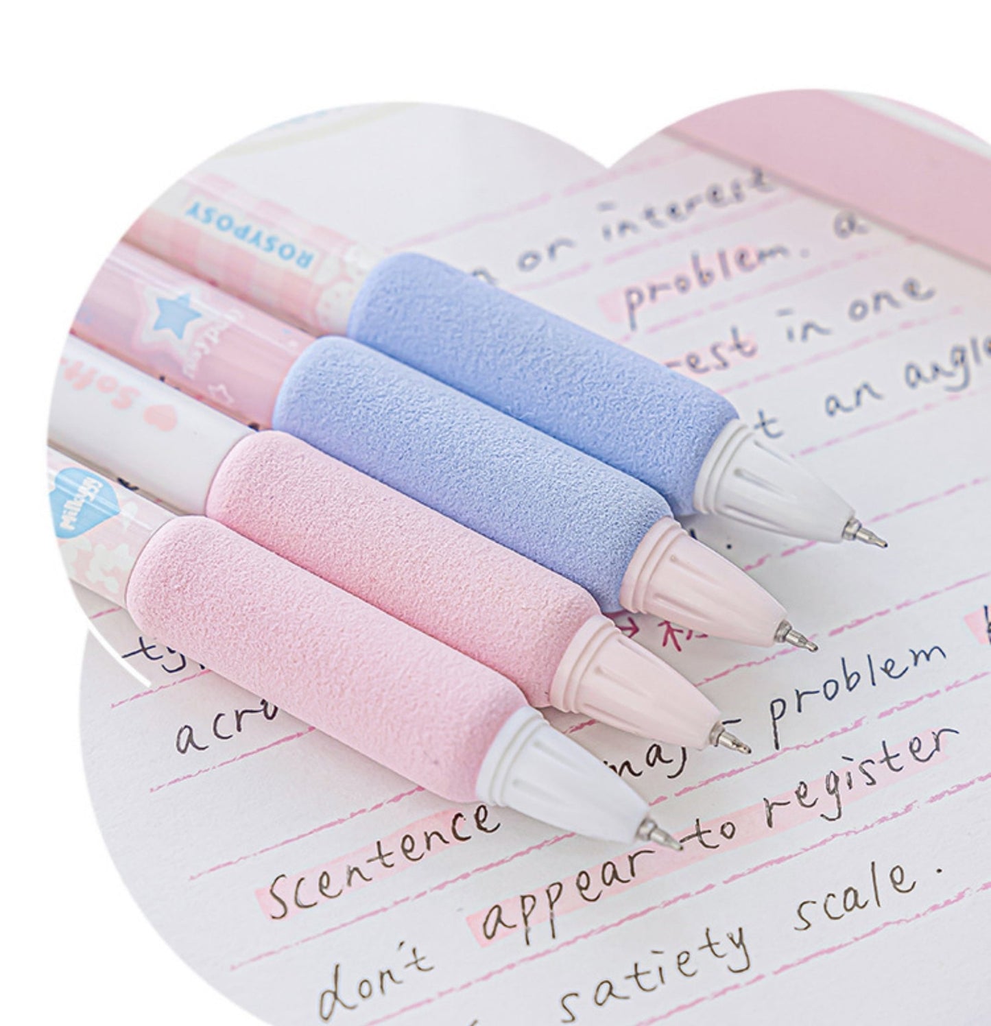 Rosy Posy 4Pcs Soft Chiffon Gel Pen Set - 0.5mm - Pink Series - Twinkle Star Gifts